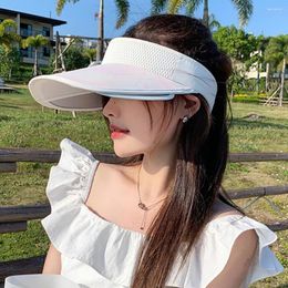Wide Brim Hats Women Sun Hat Long Face Protection Lady Outdoor Breathable Empty Top Adjustable Cap Headwear