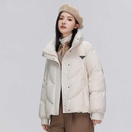 Autumn and winter ladies lapel loose short down coat, short front and long back simple fashion, down fill fluffy full, with streamers full of fashion.