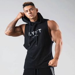 Men's Tank Tops Workout Hooded Bodybuilding Muscle Cut Off T Shirt Sleeveless Gym Hoodies 230715