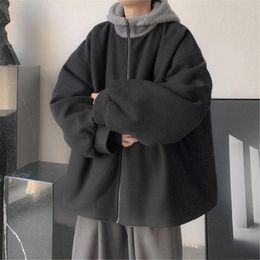 Men's Jackets Fashion Winter Hoodie Hooded Zip Up Jacket Boys Korean Punk Sweatshirt Male Gothic Japan Harajuku High Street Kpop Tops Men