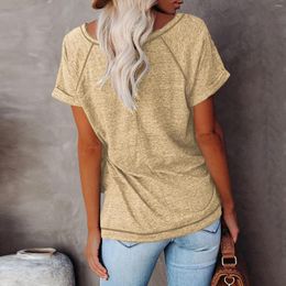 Women's Blouses Womens Short Sleeve T-shirts Casual Solid Colour Tees Tops Loose O-Neck Plus-size Tunic Shirt Top Office Work Pullover