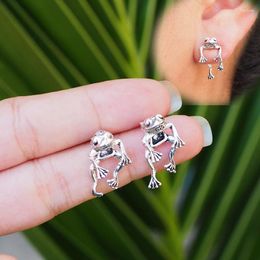 Stud Earrings 2023 Vintage Silver Color Frog For Women Girls Hiphop Punk Creative Animal Piercing Earring Party Fashion Jewelry