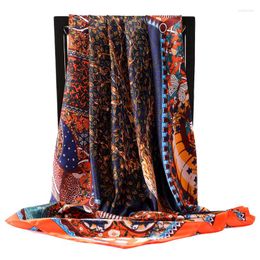 Scarves 2023 Fashion 90X90CM Dustproof Bandanna Female Handkerchief Korean Style Print Silk Summer Sunscreen Shawls
