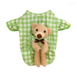 Dog Apparel Lovely Puppy Wedding Dressss Flutter Sleeve Plaid Clothes Outfit For Summer