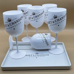 6pcs x one service tray Acrylic Unbreakable Champagnes Wine Glasses Plastic Wine-Cups Party & Wedding Decoration White Champagne G244d