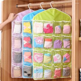 Storage Boxes 16 Pockets Clear Hanging Bag Socks Bra Underwear Rack Hanger Organizer For Bathroom Living Room