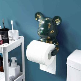 Funny Bear Tissue Holder Wall Resin Bear Statue Figurine Wall Dcor Paper Holder for Toilet Towel Tissue Holder Bathroom Kichen H11301p