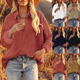 Women's Sweaters European And American Autumn/Winter V-neck Solid Colour Small Suit Jacket Casual Buttonless Corduroy Shirt Clothing