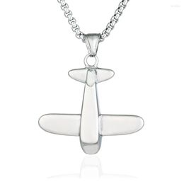 Pendant Necklaces Stainless Steel Large Passenger Plane Necklace Fashion Men Trend Aircraft Pilot Memorial Jewels With 60cm Chain