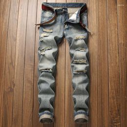 Men's Jeans Men' Street Fashion Clothing Pants Spring And Autumn Classic Nostalgic Holes Non-Stretch Straight Leg Quality Casual