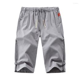Men's Pants 2023 Summer Casual Solid Colour Capris Loose Lace Up Leg Plate Buckle Fashion Large Simple