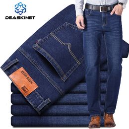 Men's Jeans Autumn Large Size Business Casual Spring Fashion Loose Stretch Straight Pants High Quality Brand Trousers Men 230715