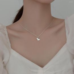 Chains 46cm Silver 925 Necklace For Women Ginkgo Leaf Zircon Neck Chain Necklaces Girls Fashion Jewelry Leaves Pendant