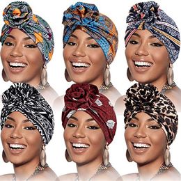 Ethnic Clothing Pastoral Floral Print Turban Women National Wind Muslim Hat Bandana Chemotherapy Sleep Caps Beanies Headwrap Fashi220z