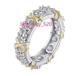 Band Rings Cross Full Moissanite XO Diamond Rings 925 Sterling Silver Cross Engagement Wedding Bands Ring