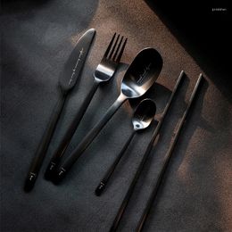 Dinnerware Sets 4/5Pcs Simple Industrial Style Plating Knife Fork Spoon Set Stainless Steel Restaurant Kitchen Tableware