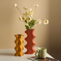 Decorative Objects Figurines Nordic Vase Ceramic Home Decor Table Decoration Living Room Flower Arrangement Dry Porch Gift 230715