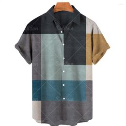 Men's Casual Shirts Shirt Hawaiian Lapel 3d Geometric Pattern Design Retro Beach Fashion Short-Sleeved Vacation Clothing Tops