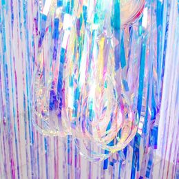 Party Decoration Rain Silk Curtain Birthday Rainbow Tassel Ribbon Laser Graduation Stage Pull Flower Wedding 2021262j