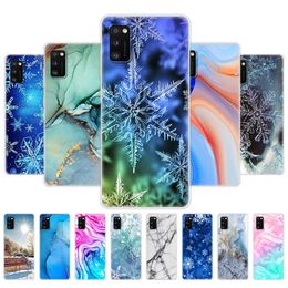 For Samsung Galaxy A41 Case 6.1inch Soft Silicon Phone Cover A415 SM-A415fzwmser Bag Snow Flake Winter Christmas