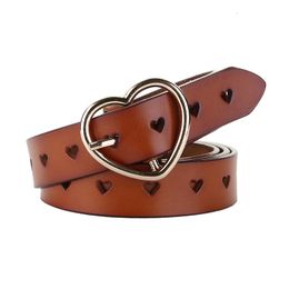 Belts Genuine Leather Heart-shaped Cowskin Women Belts Brown Women's Jeans Belt 230715