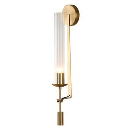 Modern Glass Wall Lamp Retro Gold Metal Wall Sconce Light Bedroom Home Decor New Fixture2353