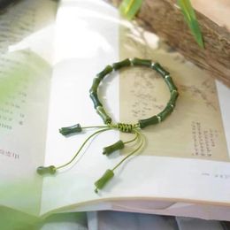 Strand Bamboo Bracelet Natural Olive Jade And Joint Expert Strings Everyday Versatile Ornaments Rope Weaving High