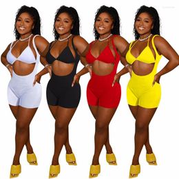 Women's Tracksuits Summer Sexy Two Piece Set Halter Crop Top Spaghetti Strap Overalls For Women Birthday Party Outfit Y2k Clothes Club