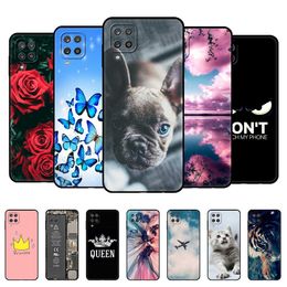 For Samsung A12 Phone Back Case Soft Silicon Cover On Galaxy GalaxyA12 A 12 SM-A125F A125 Bumper 6.5" Black Tpu Case