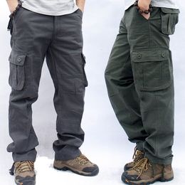 Men's Pants Cargo Men Military Work Overalls Loose Straight Tactical Trousers Multi Pocket Baggy Casual Cotton Army Slacks 44 230715