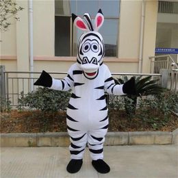 Traje de mascote zebra ternos de roupas de festa de vestido de festa de desenho animado de aniversário