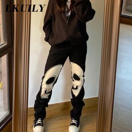 Women s Jeans Skull Harajuku Printed Women High Waist Y2K Streetwear 90S Baggy Pants Denim Trousers Vintage Cargo Straight Jean 230715