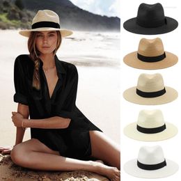 Wide Brim Hats Summer Panama Straw Hat Women Men Outdoor Casual Travel Beach Sun Caps