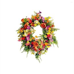 Decorative Flowers Twig Wreath 15.7 Inch Handmade Artificial Garland Christmas Decorations For Cabinets Valentine's Day Wreaths With Lights