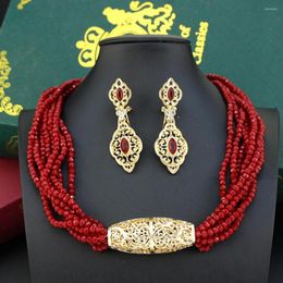 Necklace Earrings Set Neovisson Morocco Luxuriant Gift Handmade Choker Drop Earring Arabic Bridal For Women Beaded