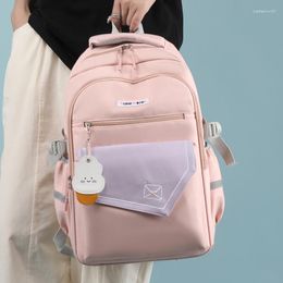 School Bags Cute Patchwork Colour Women's Backpack Student Book Bag Female Travel Kawaii For Teenage Girl Boys High Quality 2023