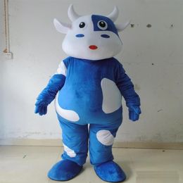 2018 Factory the head blue milk cow mascot costume for adult to wear for 282Q