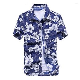 Men's Casual Shirts Summer Mens Hawaiian Collar Short Sleeve Button Coconut Tree Print Beach Floral Fashion Vintage Clothing XS-5XL