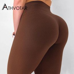 Dress Athvotar Leggings Women Ribbed Solid Fiess High Waist Leggins Seamless Female Pants Gym Casual Clothes Workout Sports Leggings