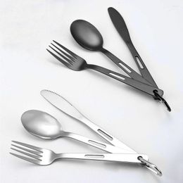 Flatware Sets Jaswehome 3 In 1 Camping Cutlery Portable Stainless Steel Dinner Knife Fork Spoon Set Lightweight Utensil Outdoor