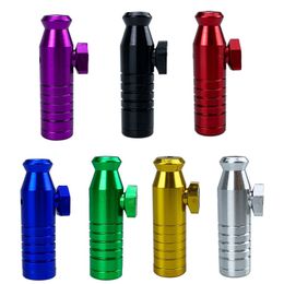 Smoking Colorful Aluminium Alloy Dry Herb Tobacco Spice Miller Snuff Snorter Sniffer Snuffer Portable Innovative Removable Bullet Style Pipes Cigarette Holder