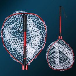 Fishing Accessories HISTAR Foldable Landing Net Ultralight Portable Soft Rubber Mesh With Stainless Steel Handle Fly Fishing Net Fishing Accessories 230715