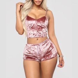 Active Sets Sexy Women's Suspender Shorts Pyjamas Two-piece Set Home Suits Wear Sleeveless Top And Clothes For Women Yoga