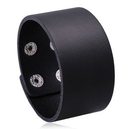 Stylish Men's Leather Cuff Bangle Bracelet With Snap Fastener Adjustable Leather Wrap Jewellery Accessories Stock Best Price