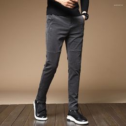 Men's Pants Clothing Winter Warm Corduroy Fashion Thick Fleece Slim Office Cotton Cashmere Trousers Male Plus Size 28-38