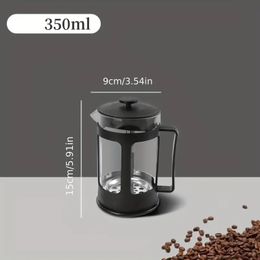 1pc 350ml French Press Coffee Pot Coffee Maker High Borosilicate Heat-resistant Glass Cafetiere