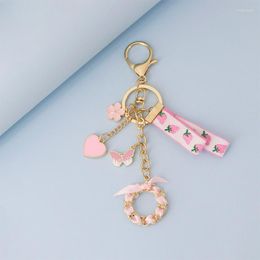Keychains Exquisite Braid Embroidered Keychain Alloy Heart-shaped Flowers Luggage Accessories Pendant Manufacturers In Stock