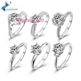 Band Rings New Trendy White Gold Plated 925 Sterling Silver High Quality 1ct 6.5mm Moissanite Engagement Rings