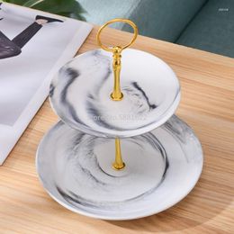 Plates Europe Bone China Fruit Snack Dishes Marble Cake Plate Candy Dish Porcelain Tray Ceramic Tableware Decoration