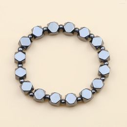 Link Bracelets YHBZRET Faceted Stone Inlay Small Round Beads Bracelet Fashion Neutral Natural Hematite Jewellery Accessories For Daily Wear